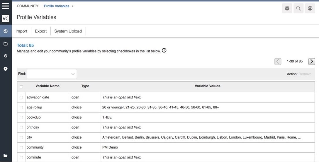 Profile Variables (1 of 2)
