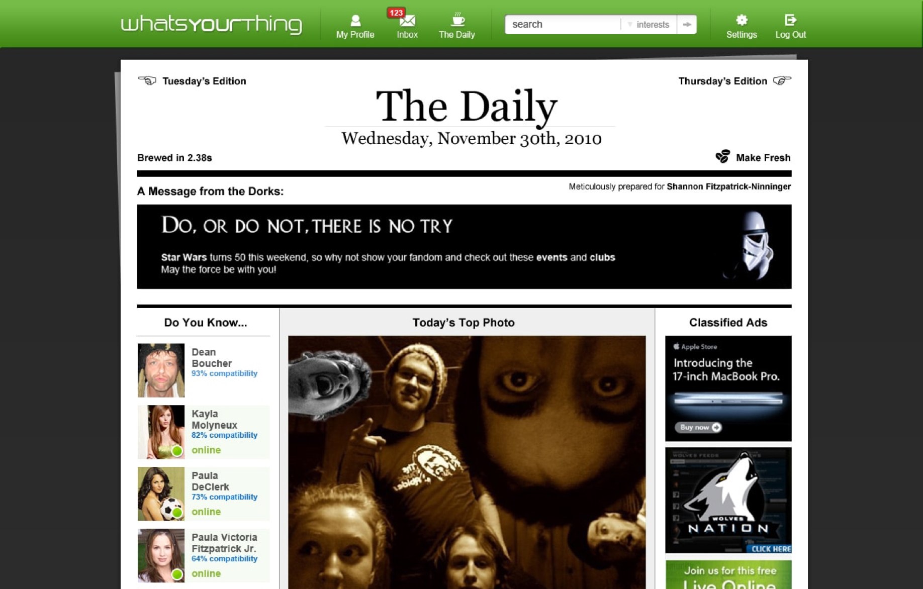 The news feed and the login page (1 of 2)