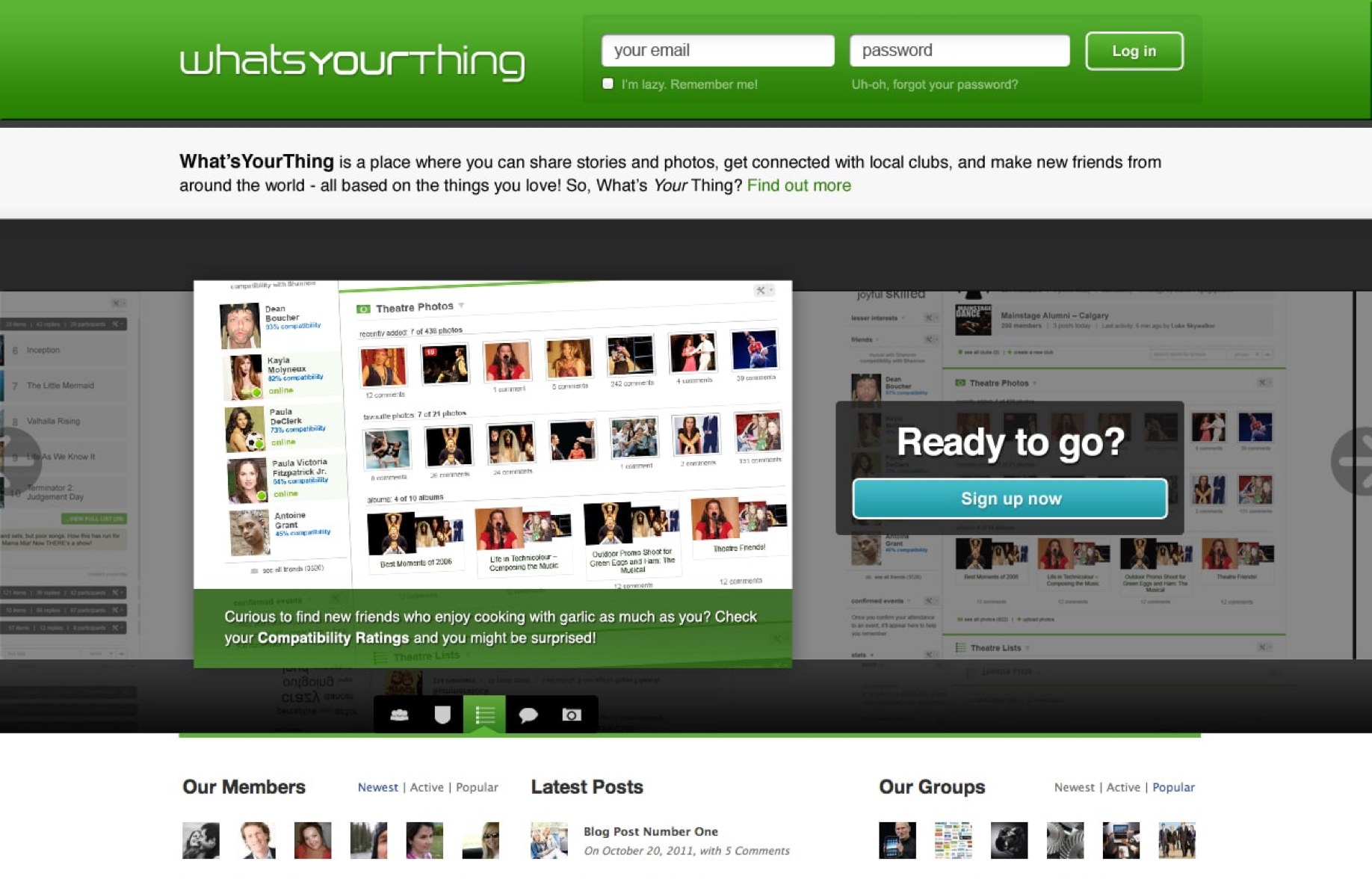 The news feed and the login page (2 of 2)