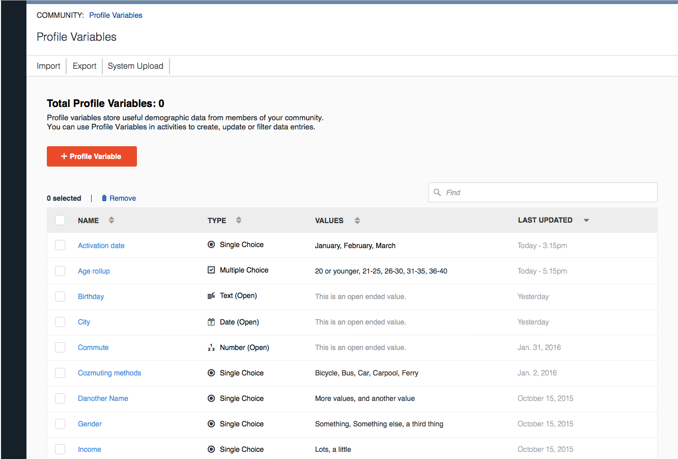 Profile Variables (2 of 2)